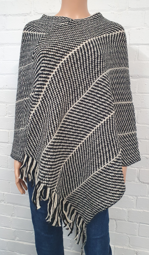 Claudia C Black and White Stripe Cape